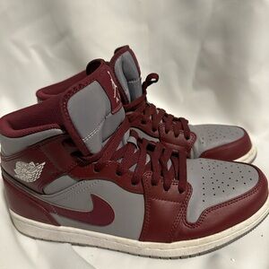 Air Jordan Nike Maroon and Gray High-Top Sneakers